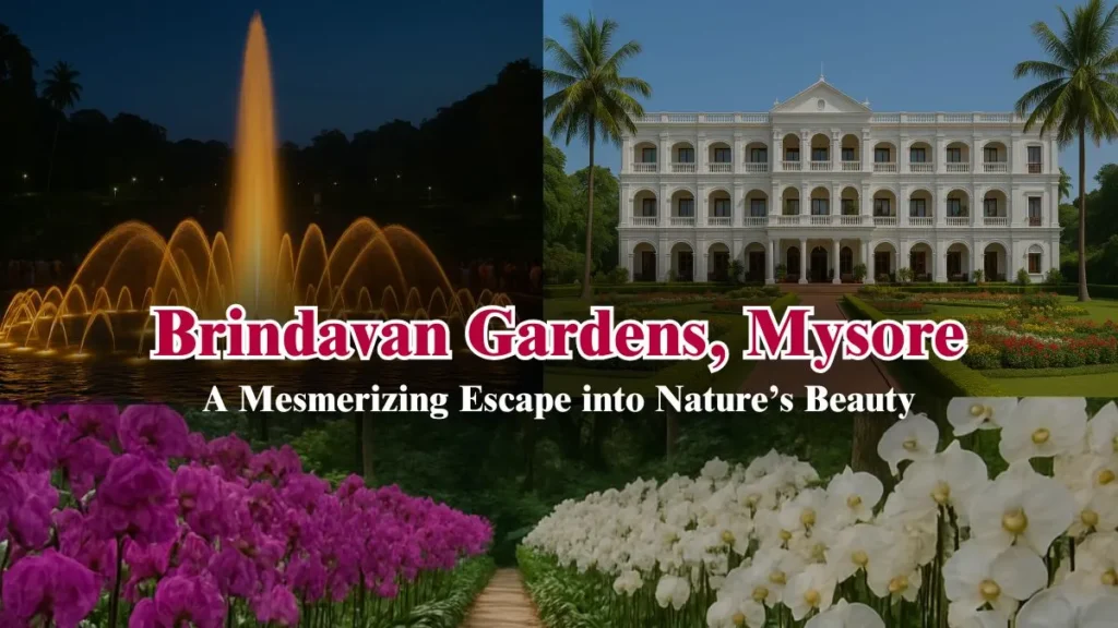 When you think of tranquil getaways and nature’s stunning beauty, Brindavan Gardens in Mysore should be at the top of your list. Nestled 12 km away from the city of Mysore, this enchanting garden is a haven of serenity and one of the most famous tourist destinations in Karnataka. With lush green landscapes, mesmerizing water features, and a rich history, Brindavan Gardens offers a perfect escape for nature lovers, photographers, and anyone seeking peace amidst the hustle of daily life. The Location: A Quick Drive from Mysore City Brindavan Gardens is conveniently located just 12 km from Mysore, easily accessible via the KRS Dam Road. Whether you’re a local or a tourist visiting Mysore, this garden should definitely be on your itinerary. The garden is situated near the famous Krishna Raja Sagara (KRS) Dam, one of the oldest and largest reservoirs in India. The tranquil surroundings make it an ideal spot for relaxation and photography, offering an unparalleled view of both the garden and the dam. The Best Time to Visit Brindavan Gardens The Brindavan Gardens is open to the public daily, from 8 AM to 9 PM, giving visitors ample time to explore and soak in the beautiful sights. If you’re keen to experience the garden in its full glory, make sure to visit during the evening hours when the famed musical fountain show takes place. The fountains are illuminated with vibrant lights that dance in sync with popular music, creating a spectacle that’s sure to mesmerize everyone.
